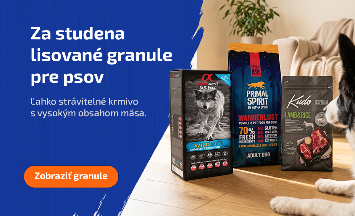 Za studena lisované granule od popredných značiek Primal Spirit, Alpha Spirit a Kudo