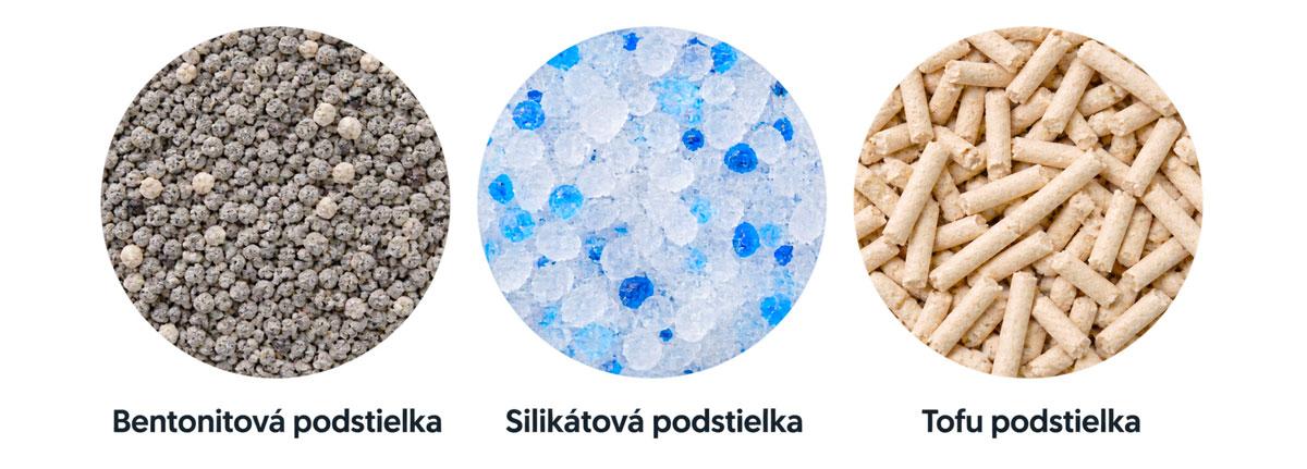 Ako vyzerá bentonitová, silikátová a tofu podstielka pre mačku